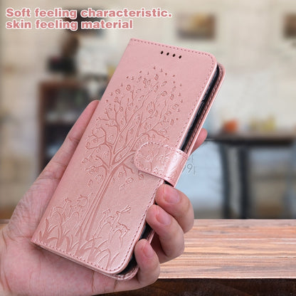 For Samsung Galaxy A34 5G Tree & Deer Pattern Pressed Printing Horizontal Flip Leather Phone Case(Pink) - Galaxy Phone Cases by PMC Jewellery | Online Shopping South Africa | PMC Jewellery