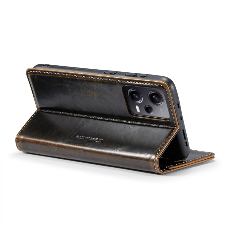 For Xiaomi Redmi Note 12 Pro 5G / Poco X5 Pro CaseMe 003 Crazy Horse Texture Leather Phone Case(Coffee) - Xiaomi Cases by CaseMe | Online Shopping South Africa | PMC Jewellery | Buy Now Pay Later Mobicred