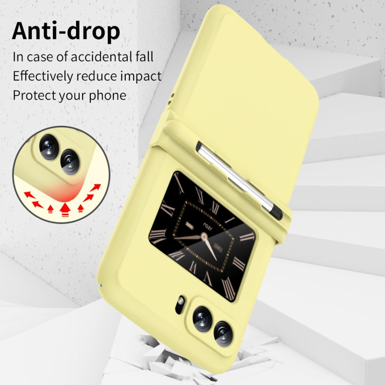 For Motorola Razr 2022 Macaron Three-piece Set Phone Case with Stylus(Yellow) - Motorola Cases by PMC TechLife | Online Shopping South Africa | PMC TechLife | Buy Now Pay Later Mobicred