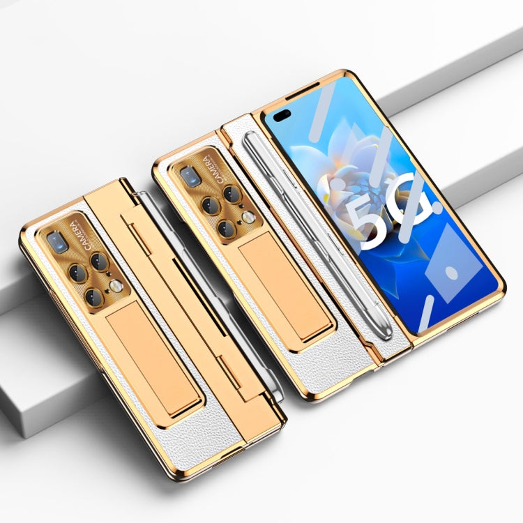 For Huawei Mate X2 Integrated Full Coverage Hinge Phone Case with Stylus(Gold+White) - Huawei Cases by PMC TechLife | Online Shopping South Africa | PMC TechLife | Buy Now Pay Later Mobicred