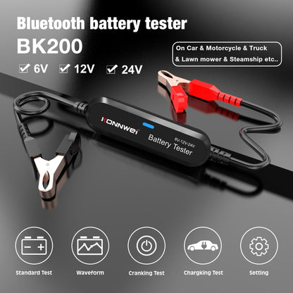 KONNWEI BK200 6V/12V/24V Car Bluetooth Battery Tester(Black) - Electronic Test by KONNWEI | Online Shopping South Africa | PMC Jewellery | Buy Now Pay Later Mobicred
