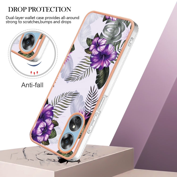 For OPPO A17 Electroplating IMD TPU Phone Case(Purple Flower) - OPPO Cases by PMC TechLife | Online Shopping South Africa | PMC TechLife | Buy Now Pay Later Mobicred