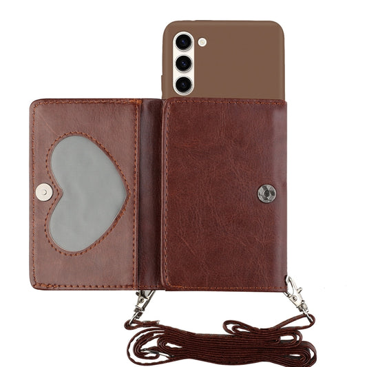 For Samsung Galaxy S23 5G Crossbody Lanyard Wallet Card Bag Phone Case(Brown) - Galaxy S23 5G Cases by PMC Jewellery | Online Shopping South Africa | PMC Jewellery