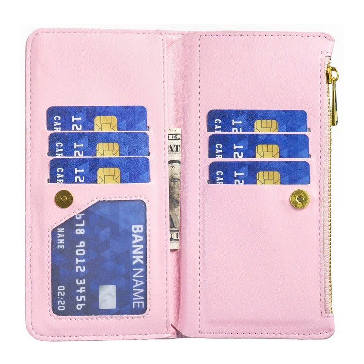 For Samsung Galaxy M14 5G Diamond Lattice Zipper Wallet Leather Flip Phone Case(Pink) - Galaxy Phone Cases by PMC Jewellery | Online Shopping South Africa | PMC Jewellery | Buy Now Pay Later Mobicred