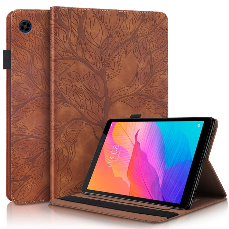 For Huawei Matepad SE 10.4 2022 Life Tree Embossed Flip Leather Tablet Case(Brown) - Huawei by PMC TechLife | Online Shopping South Africa | PMC TechLife | Buy Now Pay Later Mobicred