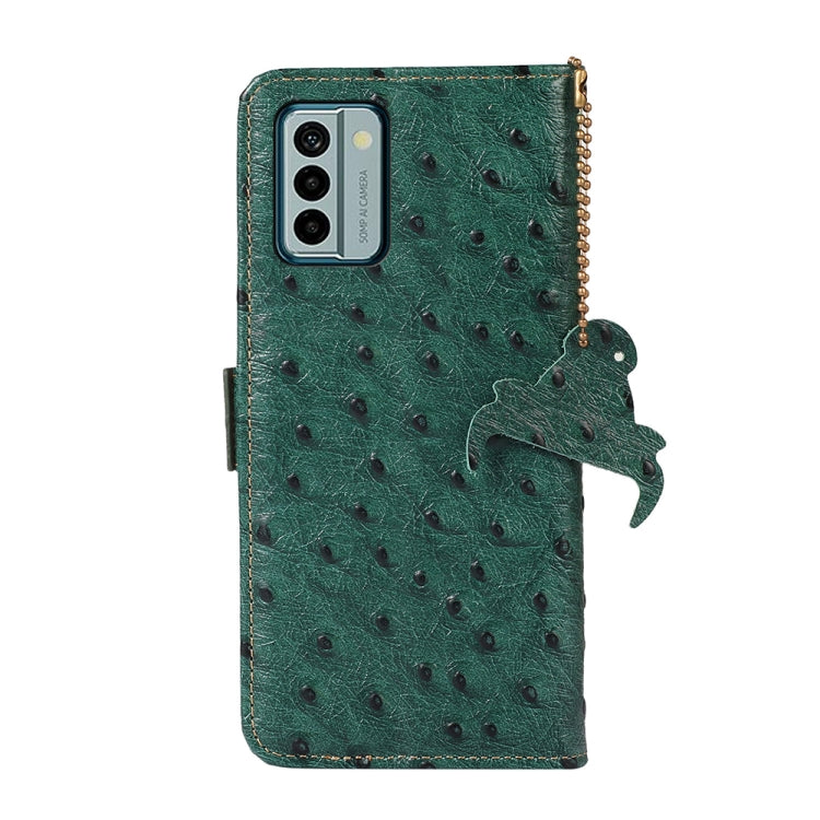 For Nokia G22 4G Ostrich Pattern Genuine Leather RFID Phone Case(Green) - Nokia Cases by PMC TechLife | Online Shopping South Africa | PMC TechLife | Buy Now Pay Later Mobicred