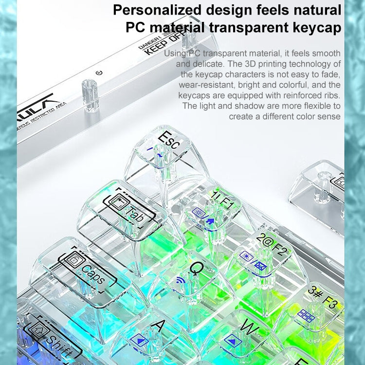 AULA F68 Transparent Customized Wired/Wireless/Bluetooth Three Model RGB Pluggable Mechanical Keyboard(White Transparent) - Wired Keyboard by AULA | Online Shopping South Africa | PMC Jewellery | Buy Now Pay Later Mobicred