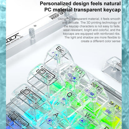 AULA F68 Transparent Customized Wired/Wireless/Bluetooth Three Model RGB Pluggable Mechanical Keyboard(White Transparent) - Wired Keyboard by AULA | Online Shopping South Africa | PMC Jewellery | Buy Now Pay Later Mobicred