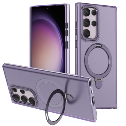 For Samsung Galaxy S22 Ultra 5G LK 3 in 1 MagSafe Magnetic Holder Phone Case(Purple) - Galaxy S22 Ultra 5G Cases by PMC Jewellery | Online Shopping South Africa | PMC Jewellery