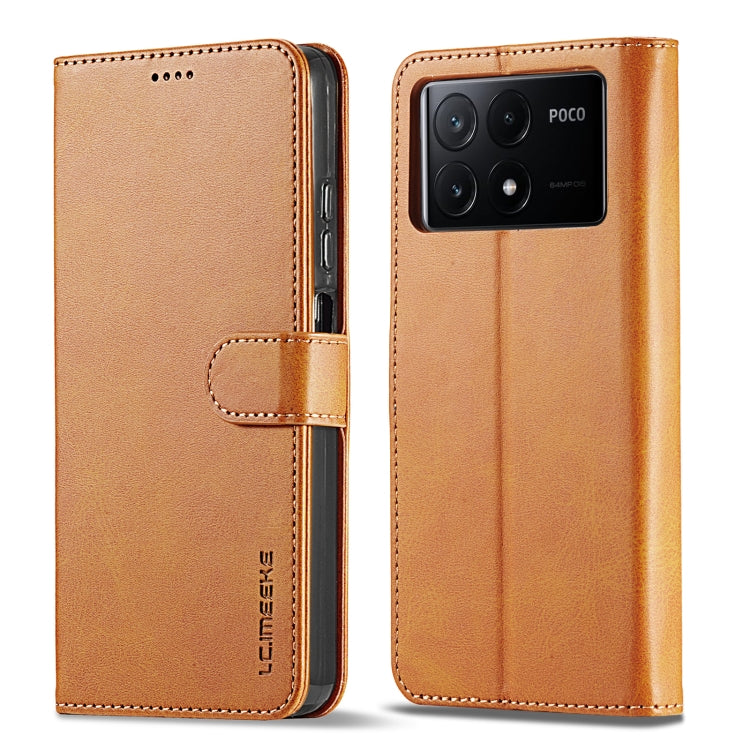 For Xiaomi Poco X6 Pro LC.IMEEKE Calf Texture Leather Phone Case(Brown) - Xiaomi Cases by LC.IMEEKE | Online Shopping South Africa | PMC Jewellery | Buy Now Pay Later Mobicred