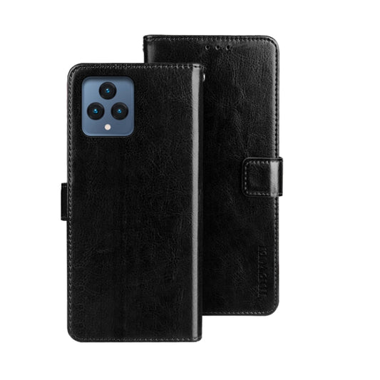 For T-Mobile REVVL 6 5G idewei Crazy Horse Texture Leather Phone Case with Holder(Black) - More Brand by idewei | Online Shopping South Africa | PMC Jewellery | Buy Now Pay Later Mobicred