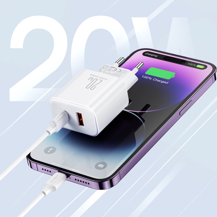 J0YROOM TCF05 20W USB+USB-C/Type-C Dual Interface Fast Charger Set, Specification:EU Plug(White) - USB Charger by JOYROOM | Online Shopping South Africa | PMC Jewellery | Buy Now Pay Later Mobicred