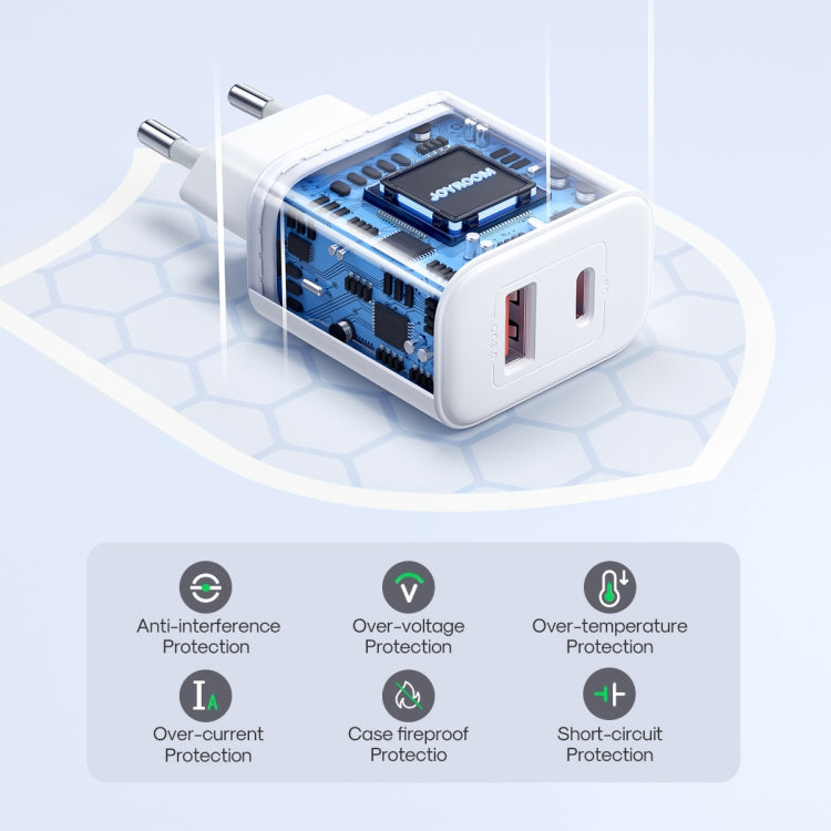 J0YROOM TCF05 20W USB+USB-C/Type-C Dual Interface Fast Charger Set, Specification:EU Plug(White) - USB Charger by JOYROOM | Online Shopping South Africa | PMC Jewellery | Buy Now Pay Later Mobicred