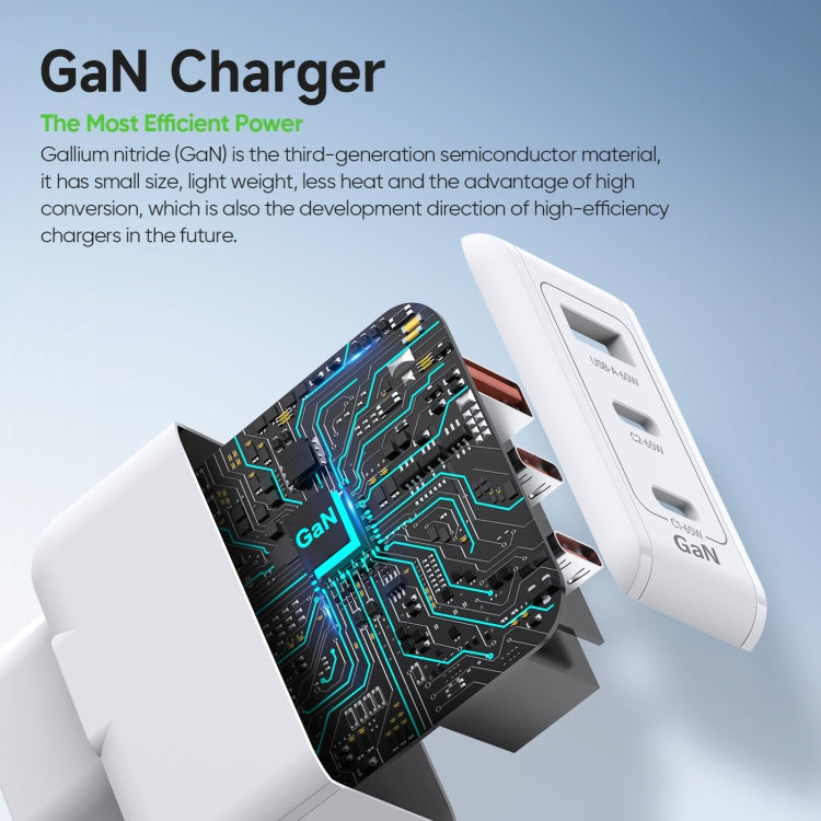 DUZZONA T9 65W Dual USB-C / Type-C+USB GaN Fast Charger, Specification:EU Plug - free shipping - PMC TechLife - Order now!