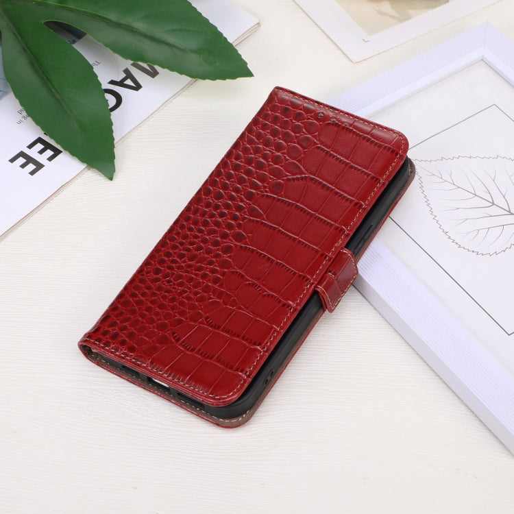 For Motorola Moto G04 / G24 Crocodile Top Layer Cowhide Leather Phone Case(Red) - Motorola Cases by PMC TechLife | Online Shopping South Africa | PMC TechLife | Buy Now Pay Later Mobicred