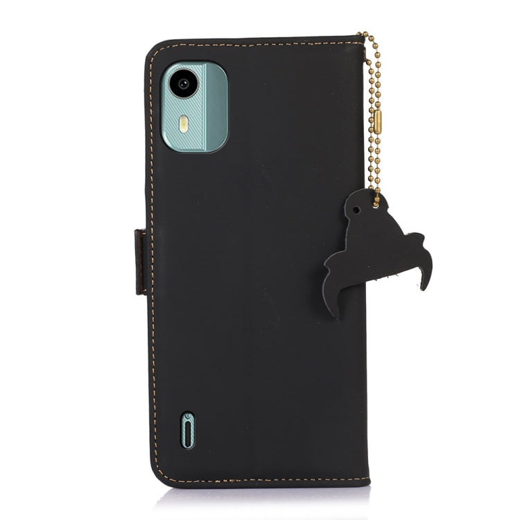 For Nokia C12 4G Genuine Leather Magnetic RFID Leather Phone Case(Black) - Nokia Cases by PMC TechLife | Online Shopping South Africa | PMC TechLife | Buy Now Pay Later Mobicred