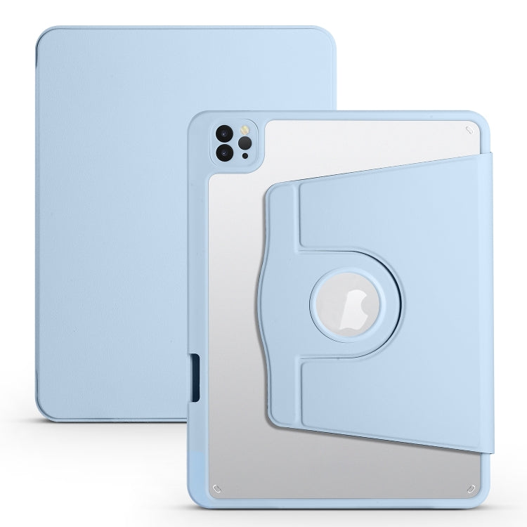 Acrylic 360 Degree Rotation Holder Tablet Leather Case For iPad Air 13 2024 / Pro 12.9 2022/2021/2020/2018(Ice Blue) - iPad Pro 12.9 (2022/2021) Cases by PMC Jewellery | Online Shopping South Africa | PMC Jewellery | Buy Now Pay Later Mobicred