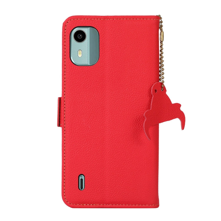 For Nokia C12 4G Side-Magnetic TJ Genuine Leather RFID Phone Case(Red) - Honor Cases by PMC TechLife | Online Shopping South Africa | PMC TechLife | Buy Now Pay Later Mobicred
