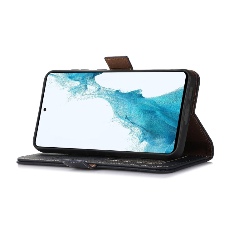 For Google Pixel 8 Side-Magnetic TJ Genuine Leather RFID Phone Case(Blue) - Google Cases by PMC TechLife | Online Shopping South Africa | PMC TechLife | Buy Now Pay Later Mobicred