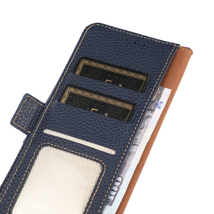 For Honor Magic5 KHAZNEH Side-Magnetic Litchi Genuine Leather RFID Phone Case(Blue) - Honor Cases by PMC TechLife | Online Shopping South Africa | PMC TechLife | Buy Now Pay Later Mobicred