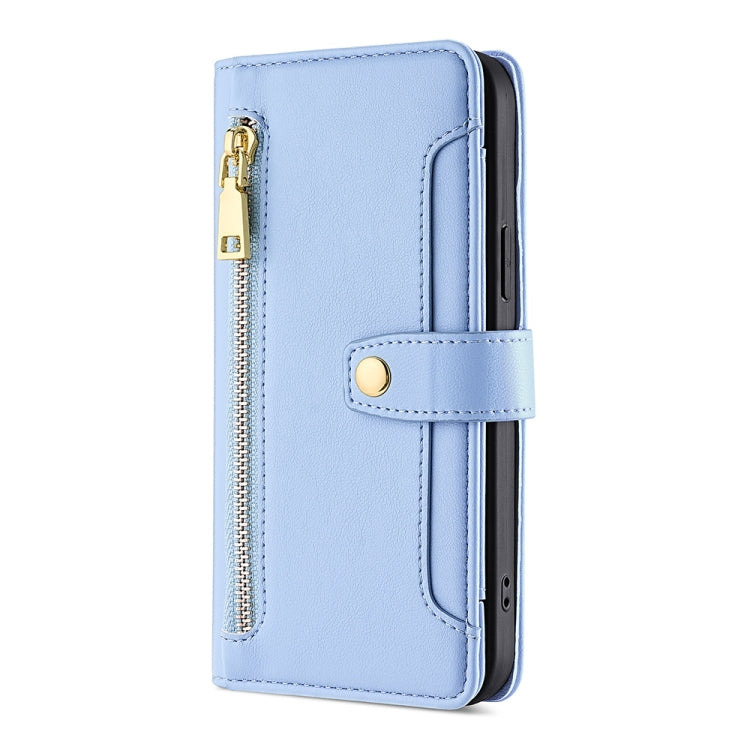 For Infinix Zero 20 Sheep Texture Cross-body Zipper Wallet Leather Phone Case(Blue) - Infinix Cases by PMC TechLife | Online Shopping South Africa | PMC TechLife | Buy Now Pay Later Mobicred