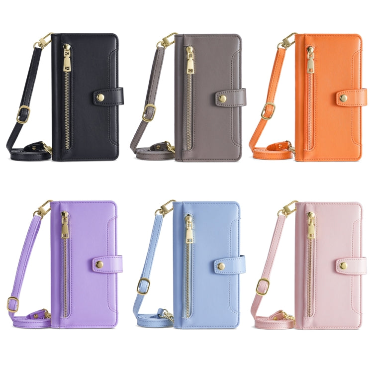 For Tecno Camon 19 / 19 Pro Sheep Texture Cross-body Zipper Wallet Leather Phone Case(Blue) - Tecno Cases by PMC TechLife | Online Shopping South Africa | PMC TechLife | Buy Now Pay Later Mobicred