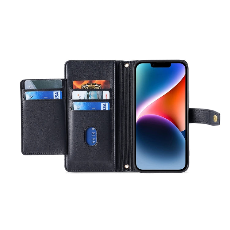 For Honor Magic5 Sheep Texture Cross-body Zipper Wallet Leather Phone Case(Black) - Honor Cases by PMC TechLife | Online Shopping South Africa | PMC TechLife | Buy Now Pay Later Mobicred