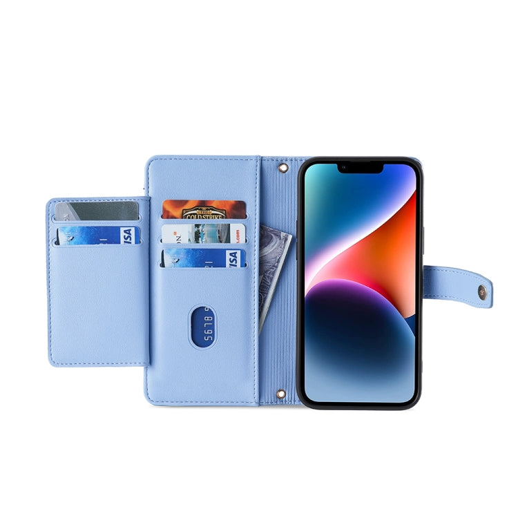 For Honor X40 Sheep Texture Cross-body Zipper Wallet Leather Phone Case(Blue) - Honor Cases by PMC TechLife | Online Shopping South Africa | PMC TechLife | Buy Now Pay Later Mobicred