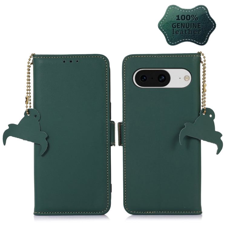 For Google Pixel 8 Genuine Leather Magnetic RFID Leather Phone Case(Green) - Google Cases by PMC TechLife | Online Shopping South Africa | PMC TechLife | Buy Now Pay Later Mobicred