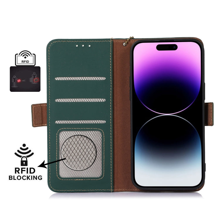 For Google Pixel 8 Genuine Leather Magnetic RFID Leather Phone Case(Green) - Google Cases by PMC TechLife | Online Shopping South Africa | PMC TechLife | Buy Now Pay Later Mobicred