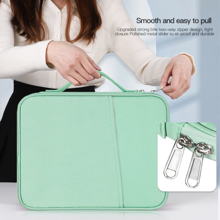 For 12.9-13 inch Laptop Portable Cloth Texture Leather Bag(Green) - 13.3 inch by PMC TechLife | Online Shopping South Africa | PMC TechLife | Buy Now Pay Later Mobicred