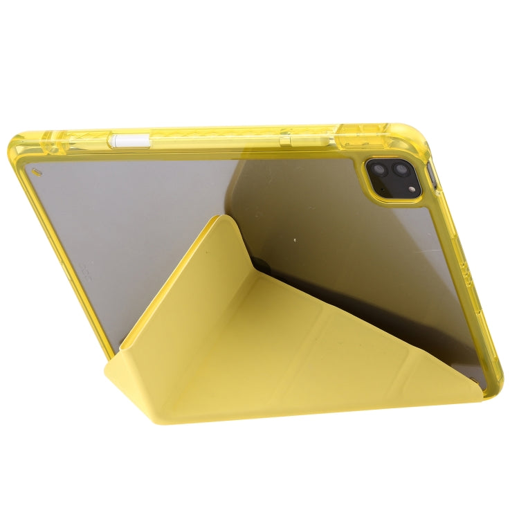 For iPad Pro 12.9 2022 / Air 13 2024 Clear Acrylic Deformation Leather Tablet Case(Yellow) - iPad Pro 12.9 (2022/2021) Cases by PMC Jewellery | Online Shopping South Africa | PMC Jewellery | Buy Now Pay Later Mobicred