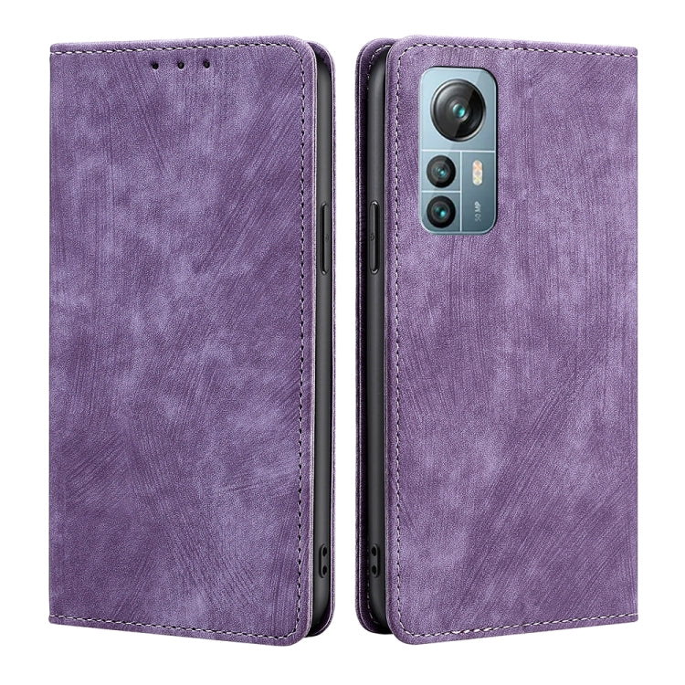 For Blackview A85 RFID Anti-theft Brush Magnetic Leather Phone Case(Purple) - More Brand by PMC Jewellery | Online Shopping South Africa | PMC Jewellery | Buy Now Pay Later Mobicred