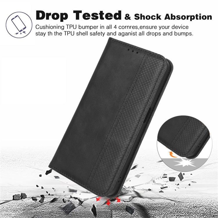 For Doogee X97 / X97 Pro Magnetic Buckle Retro Texture Leather Phone Case(Black) - Doogee Cases by PMC TechLife | Online Shopping South Africa | PMC TechLife | Buy Now Pay Later Mobicred
