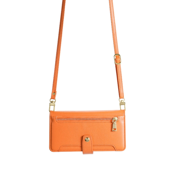 For Nokia C32 Sheep Texture Cross-body Zipper Wallet Leather Phone Case(Orange) - Nokia Cases by PMC TechLife | Online Shopping South Africa | PMC TechLife | Buy Now Pay Later Mobicred