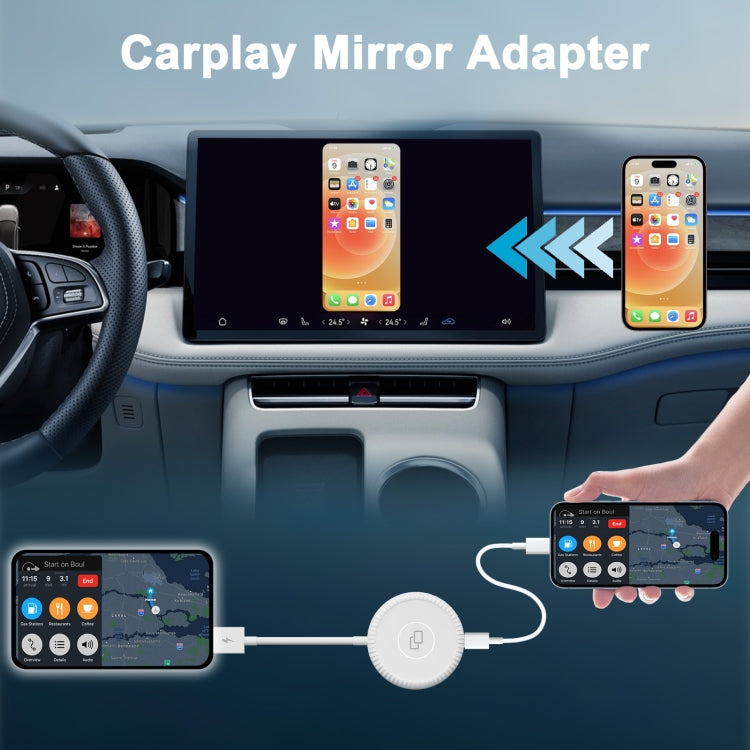 THT-020-6 USB + USB-C / Type-C Carplay Mirror Adapter for iPhone(White) - free shipping - PMC TechLife - Order now!