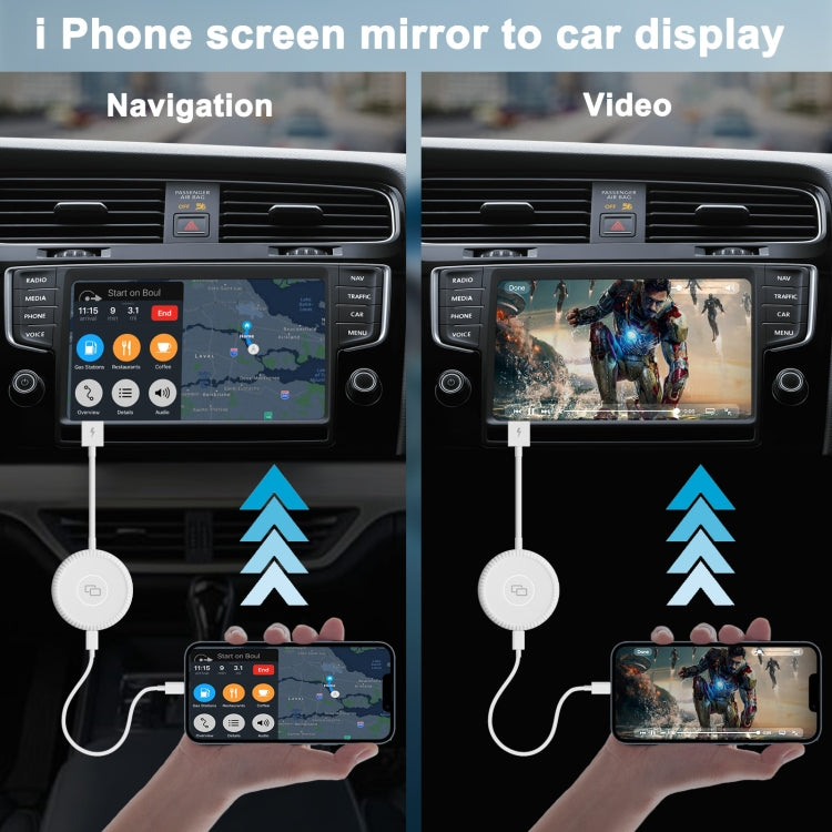 THT-020-6 USB + USB-C / Type-C Carplay Mirror Adapter for iPhone(White) - free shipping - PMC TechLife - Order now!