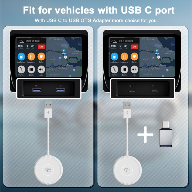 THT-020-6 USB + USB-C / Type-C Carplay Mirror Adapter for iPhone(White) - free shipping - PMC TechLife - Order now!