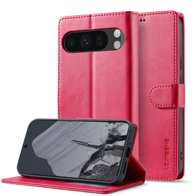 For Google Pixel 9 Pro XL LC.IMEEKE Calf Texture Flip Leather Phone Case(Red) - Google Cases by LC.IMEEKE | Online Shopping South Africa | PMC Jewellery | Buy Now Pay Later Mobicred