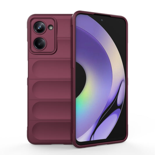 For Realme 10 Pro 5G Magic Shield TPU + Flannel Phone Case(Wine Red) - Realme Cases by PMC Jewellery | Online Shopping South Africa | PMC Jewellery | Buy Now Pay Later Mobicred