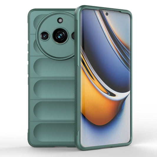 For Realme 11 Pro 5G/11 Pro+ 5G Magic Shield TPU + Flannel Phone Case(Dark Green) - Realme Cases by PMC Jewellery | Online Shopping South Africa | PMC Jewellery | Buy Now Pay Later Mobicred