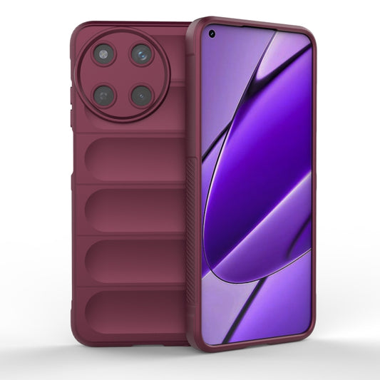 For Realme 11 4G Global Magic Shield TPU + Flannel Phone Case(Wine Red) - Realme Cases by PMC Jewellery | Online Shopping South Africa | PMC Jewellery | Buy Now Pay Later Mobicred