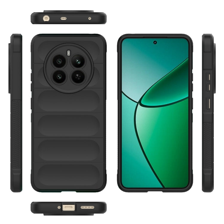 For Realme 12+ 5G Global Magic Shield TPU + Flannel Phone Case(Black) - Realme Cases by PMC Jewellery | Online Shopping South Africa | PMC Jewellery | Buy Now Pay Later Mobicred