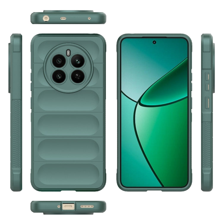 For Realme 12+ 5G Global Magic Shield TPU + Flannel Phone Case(Dark Green) - Realme Cases by PMC Jewellery | Online Shopping South Africa | PMC Jewellery | Buy Now Pay Later Mobicred