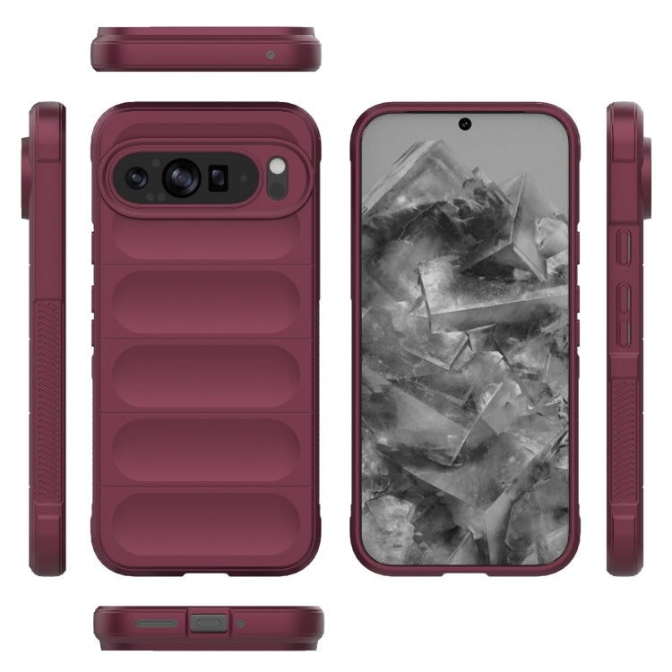 For Google Pixel 9 Pro XL 5G Magic Shield TPU + Flannel Phone Case(Wine Red) - Google Cases by PMC Jewellery | Online Shopping South Africa | PMC Jewellery | Buy Now Pay Later Mobicred