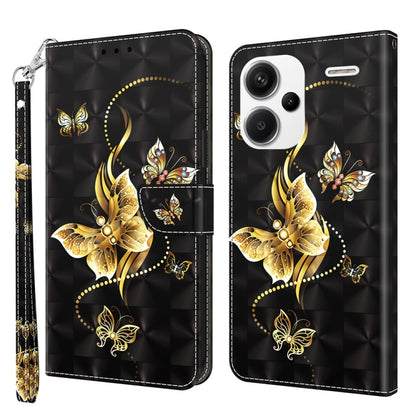 For Xiaomi Redmi Note 13 Pro+ 3D Painted Pattern Leather Phone Case(Golden Butterfly) - Note 13 Pro+ Cases by PMC Jewellery | Online Shopping South Africa | PMC Jewellery | Buy Now Pay Later Mobicred