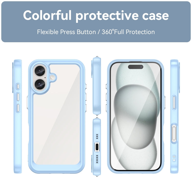 For iPhone 16 Plus Colorful Series Acrylic + TPU Phone Case(Blue) - iPhone 16 Plus Cases by PMC Jewellery | Online Shopping South Africa | PMC Jewellery | Buy Now Pay Later Mobicred