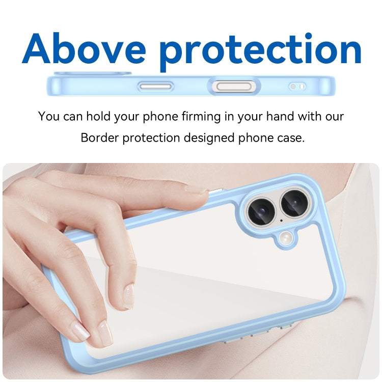 For iPhone 16 Plus Colorful Series Acrylic + TPU Phone Case(Blue) - iPhone 16 Plus Cases by PMC TechLife | Online Shopping South Africa | PMC TechLife | Buy Now Pay Later Mobicred