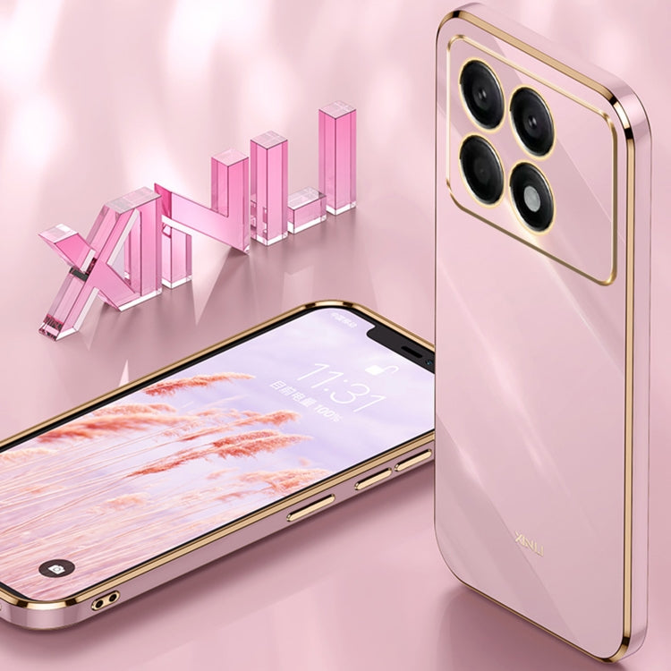 For Xiaomi Redmi K70 XINLI Straight Edge 6D Electroplate TPU Phone Case(White) - K70 Cases by XINLI | Online Shopping South Africa | PMC Jewellery | Buy Now Pay Later Mobicred