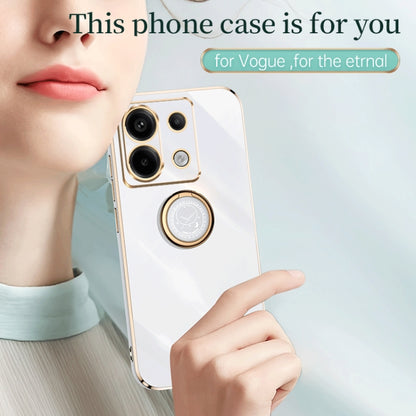 For Xiaomi Redmi Note 13 Pro XINLI Straight Edge 6D Electroplate TPU Phone Case with Ring Holder(White) - Note 13 Pro Cases by XINLI | Online Shopping South Africa | PMC Jewellery | Buy Now Pay Later Mobicred